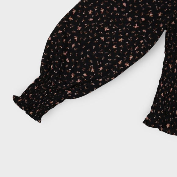 Madewell Georgette Lucie Bubble-Sleeve Smocked Top in Stem Scatter Size XXS - Picture 5 of 10